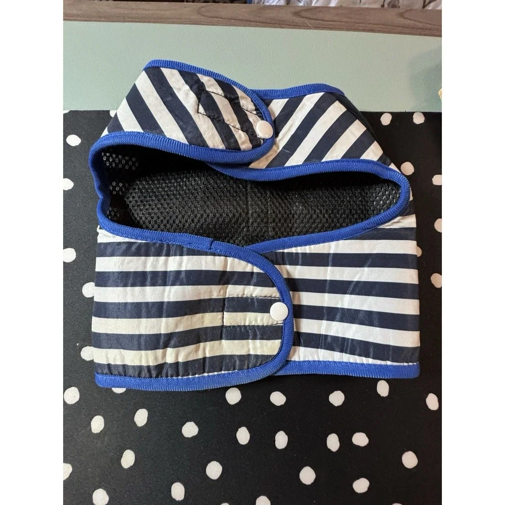 Navy Blue and White Striped Nautical SMALL Dog Outfit Leash Reflective Snaps XL
